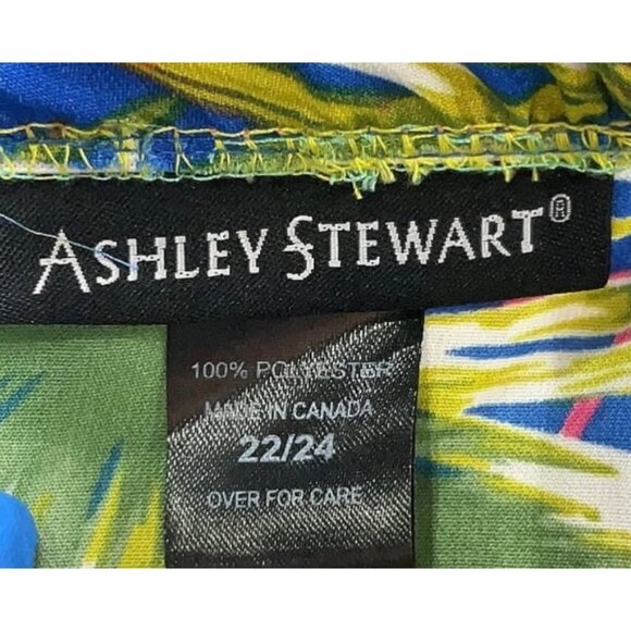 Ashley Stewart Blouse Shirt Womens Size 22/24 Tropical Print Off-Shoulder - Picture 5 of 6